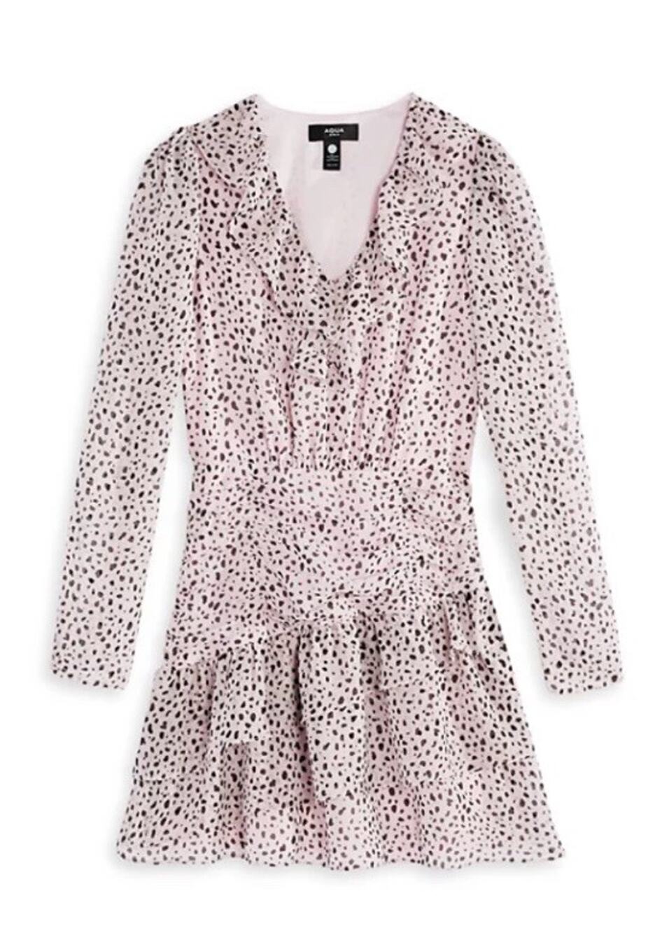 Aqua Girls Asymmetrical Ruffle Dress Pink/Black Size M (9/10) animal print